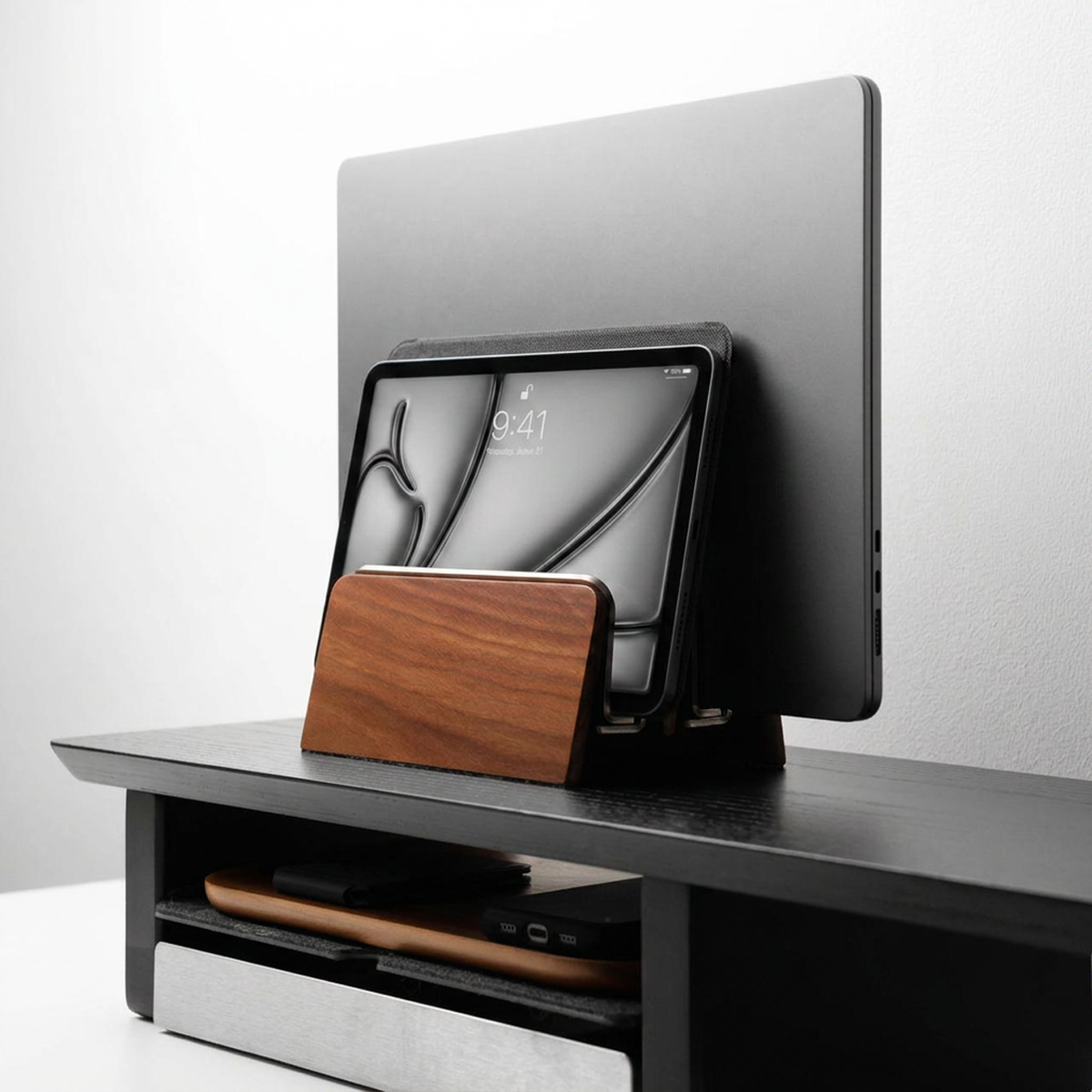 Vertical Laptop Stand | Walnut